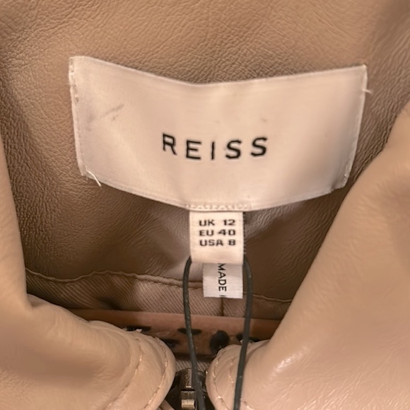 Reiss Kaja Leather Jacket in Neutral size 8 NWT - Picture 8 of 10